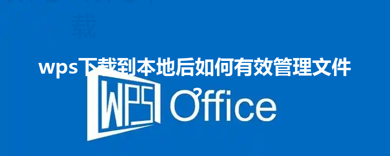 wps下载到本地后如何有效管理文件？ 三
